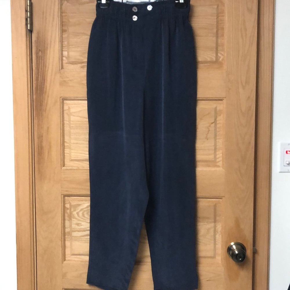 PK Mui Blue Silk Trouser Pants